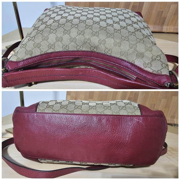 GUCCI GG Monogram Large Margaux Hobo Burgundy - Picture 10 of 12